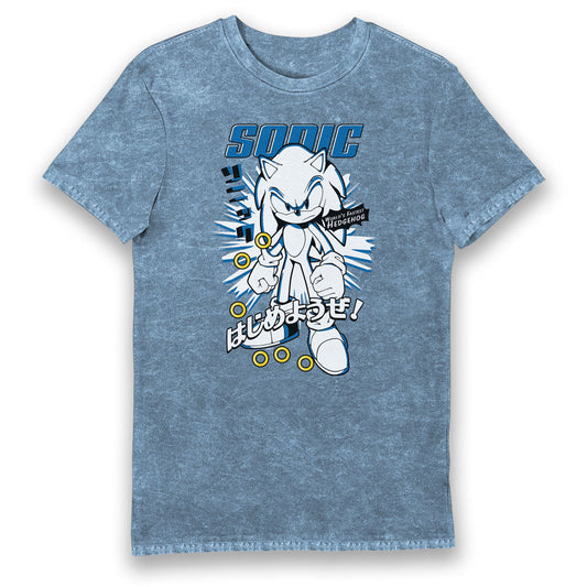 Sonic Worlds Fastest Hedgehog Blue Vintage Style Adults T-Shirt