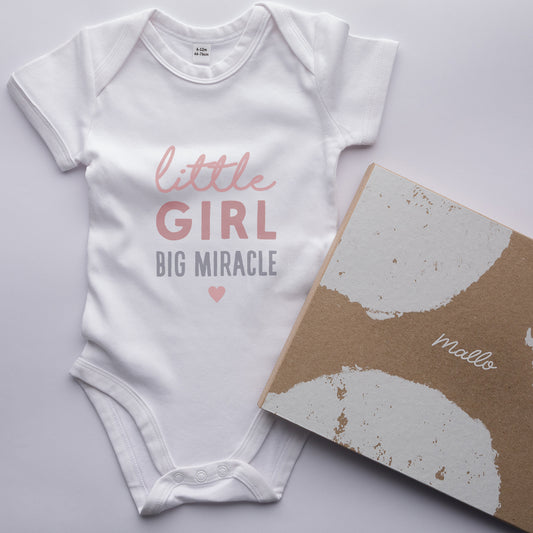 Organic Cotton 'Little Girl Big Miracle' Baby Grow