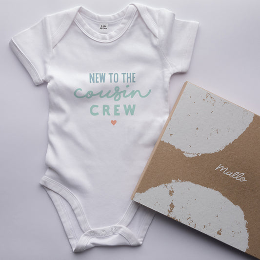 Organic Cotton ‘New To The Cousin Crew’ Baby Grow