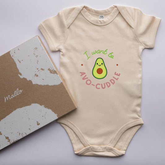 Organic Cotton 'I Want To Avo-cuddle' Baby Grow