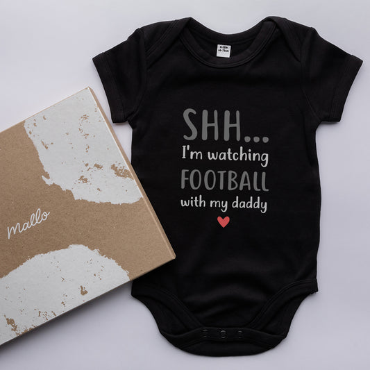 Organic Cotton 'Shh… I’m Watching the Football with my Daddy' Baby Grow